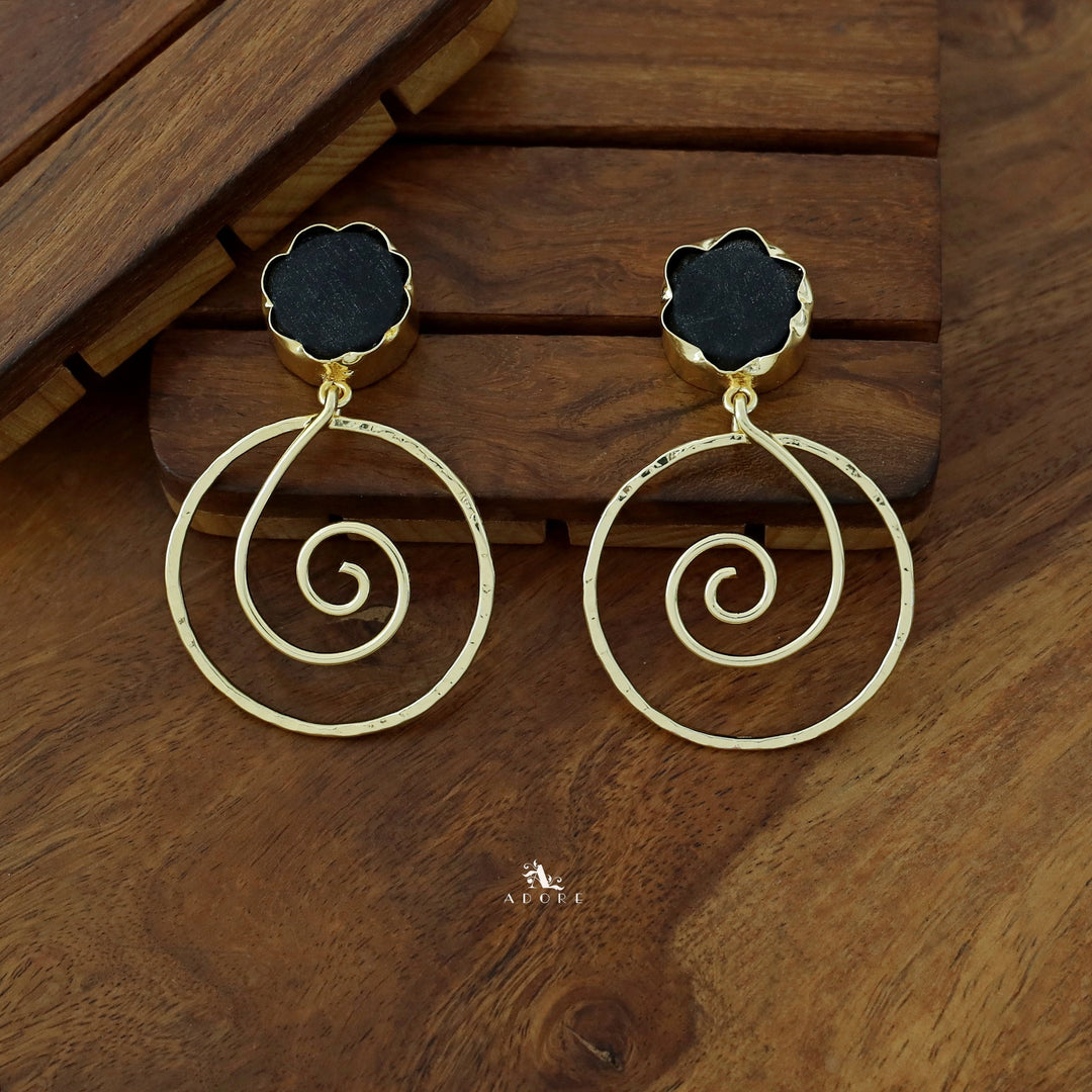 Golden Raw Stone Spiral Earring