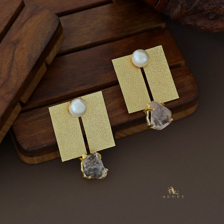 Textured Twin Rectangle Earring