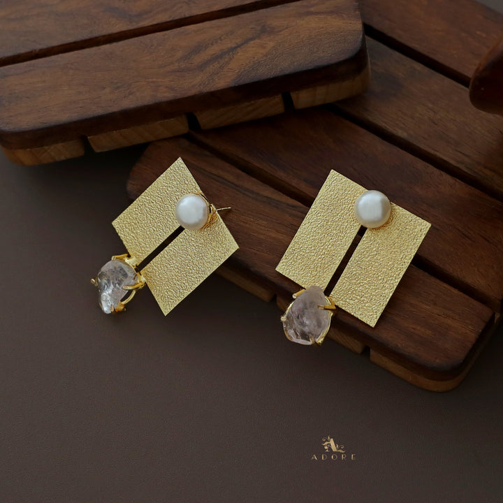 Textured Twin Rectangle Earring