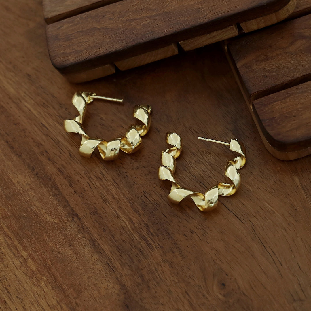 Alora Golden Curly Hoops