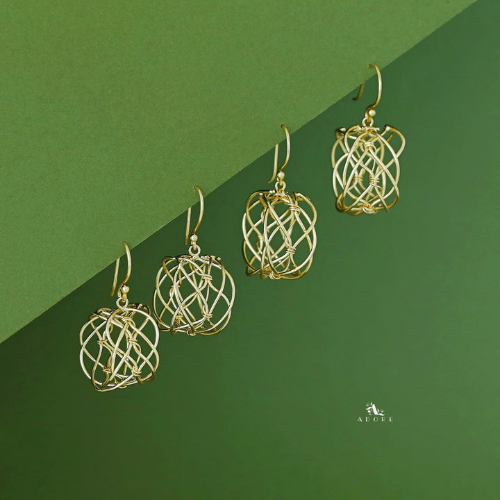 Ishkaara Golden Hollow Twisted Wire Drop