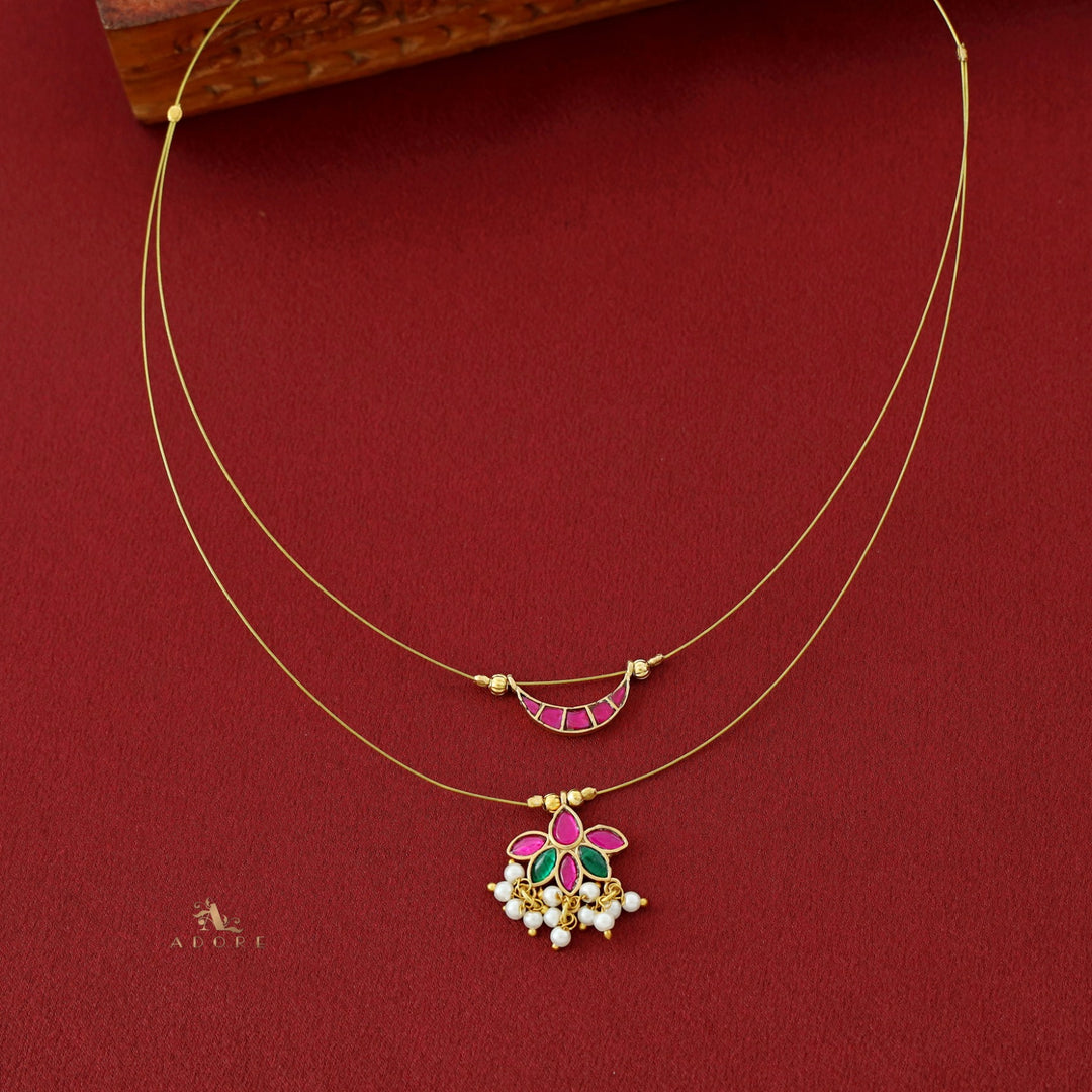 Half Moon + Floral Jadau Kundan String Neckpiece