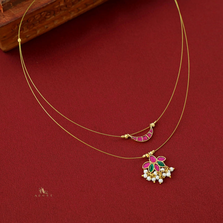 Half Moon + Floral Jadau Kundan String Neckpiece