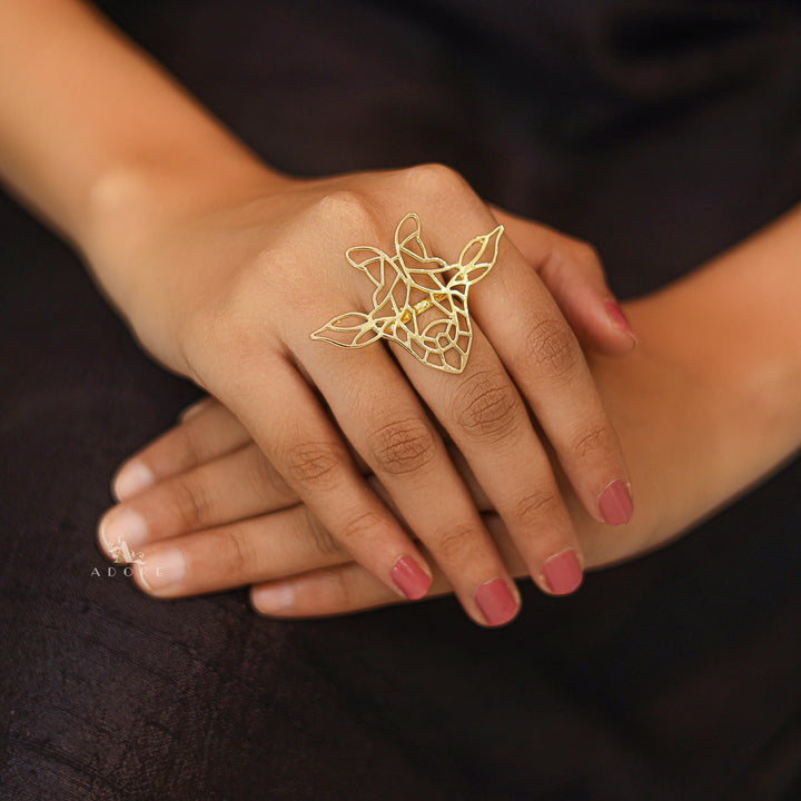 Golden Giraffe Head Ring