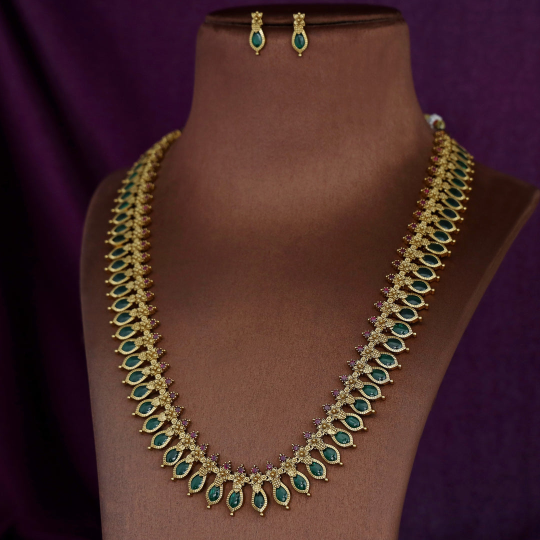 Premium Nagapadam Palakka Long Neckpiece With Earring