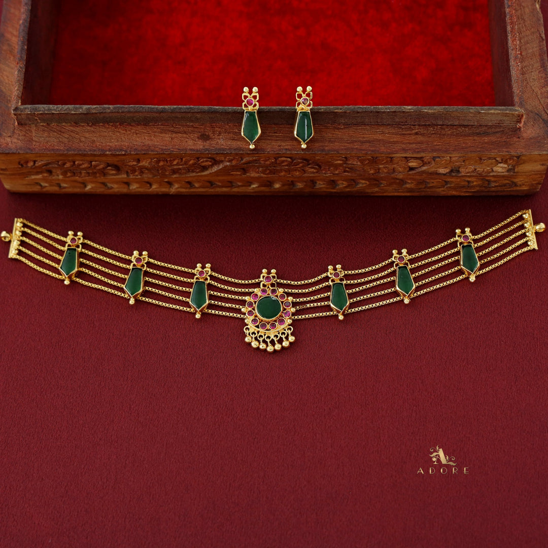 Samudra Multilayer Parampara  Choker With Earring