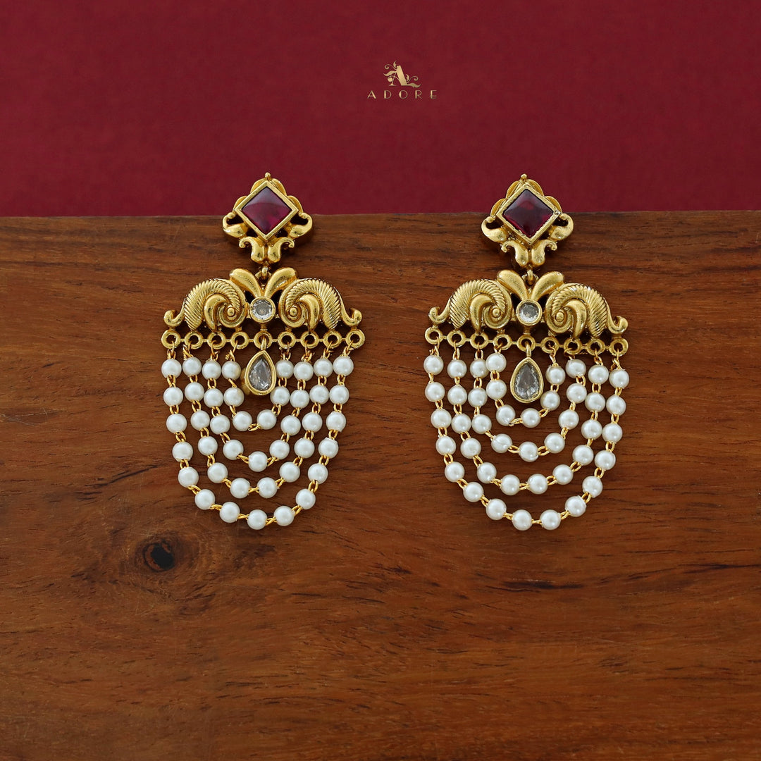 Avantika Diamond Circle Dew Drop Pearl Cluster Earring