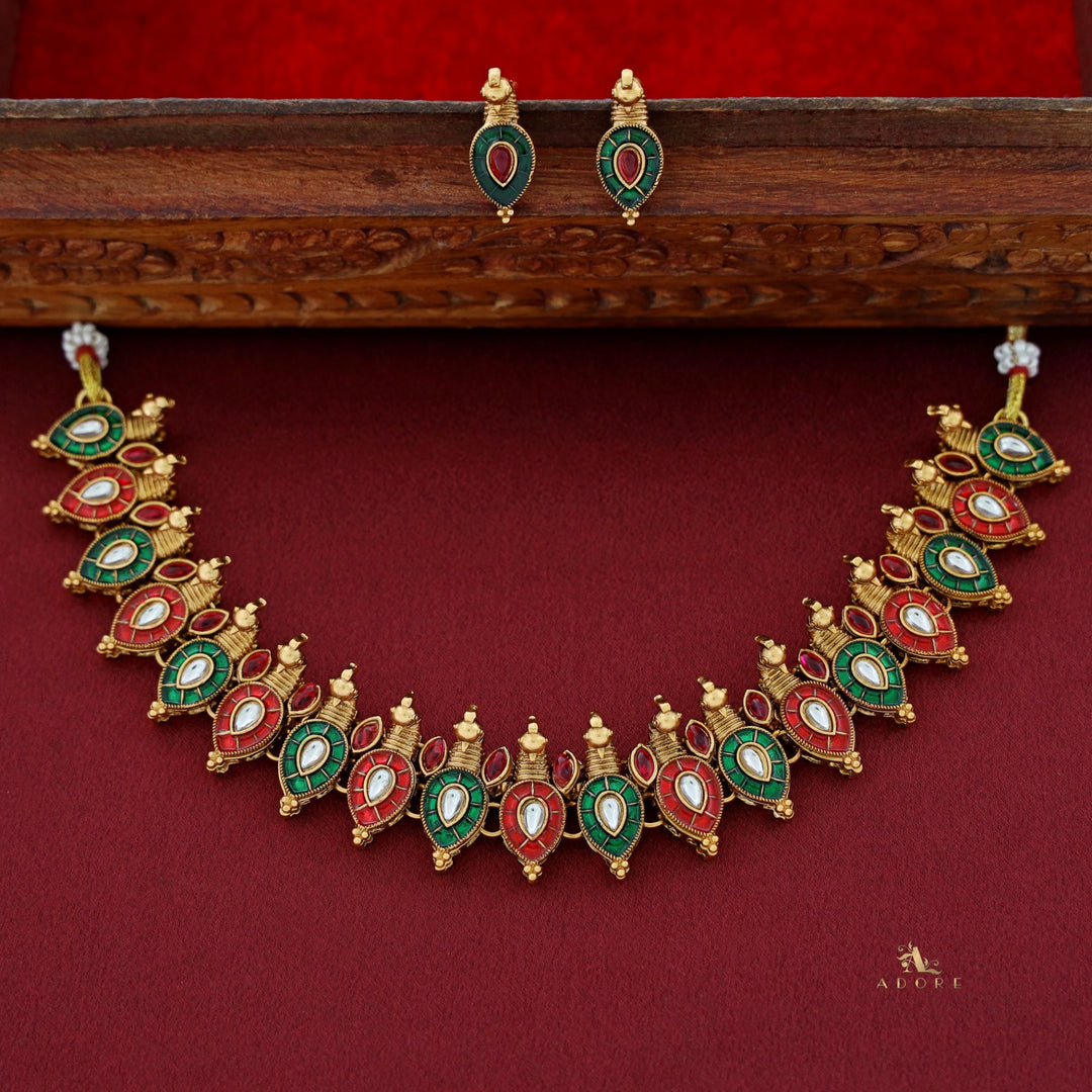 Lavanya Mayur Muster Neckpiece With Earring