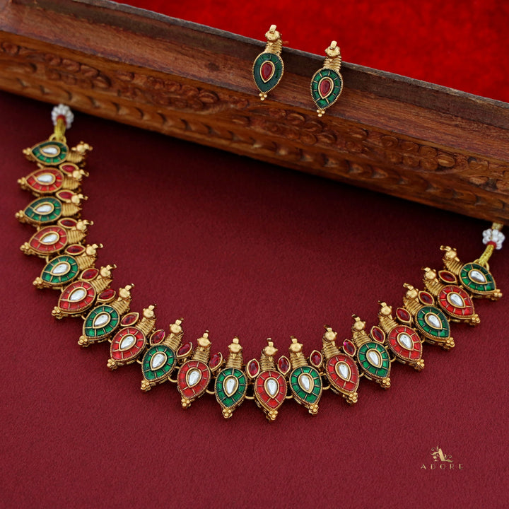 Lavanya Mayur Muster Neckpiece With Earring