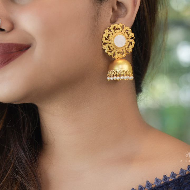 Golden Floral MOP + Pearl Jhumka