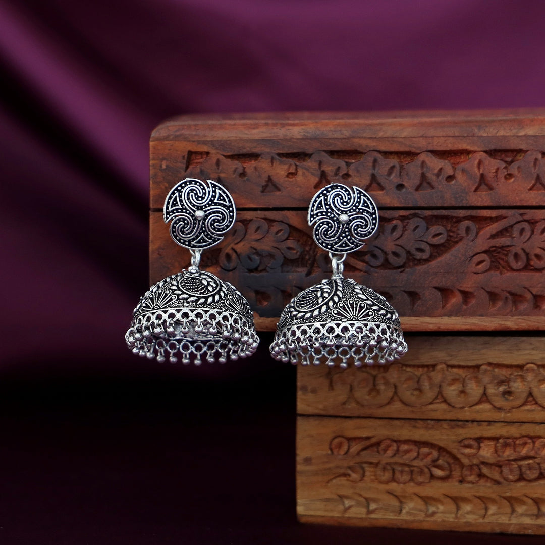 Ishiraa Silver Jhumka