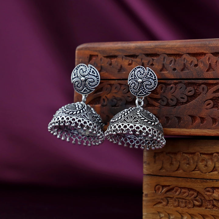 Ishiraa Silver Jhumka