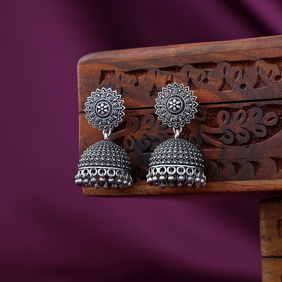 Nithyalaya Silver Jhumka