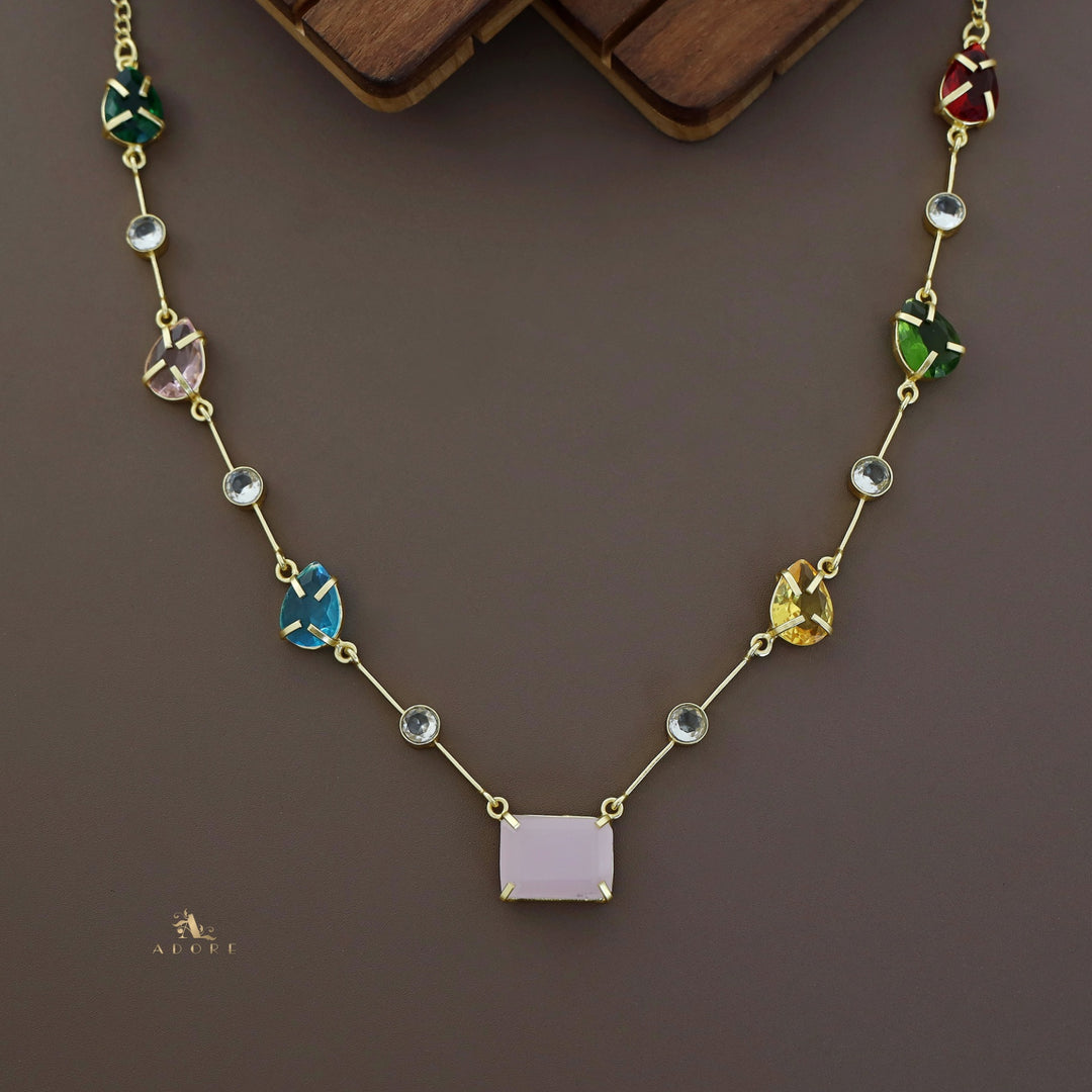 Amyra Multi Shape Glossy Stone Neckpiece