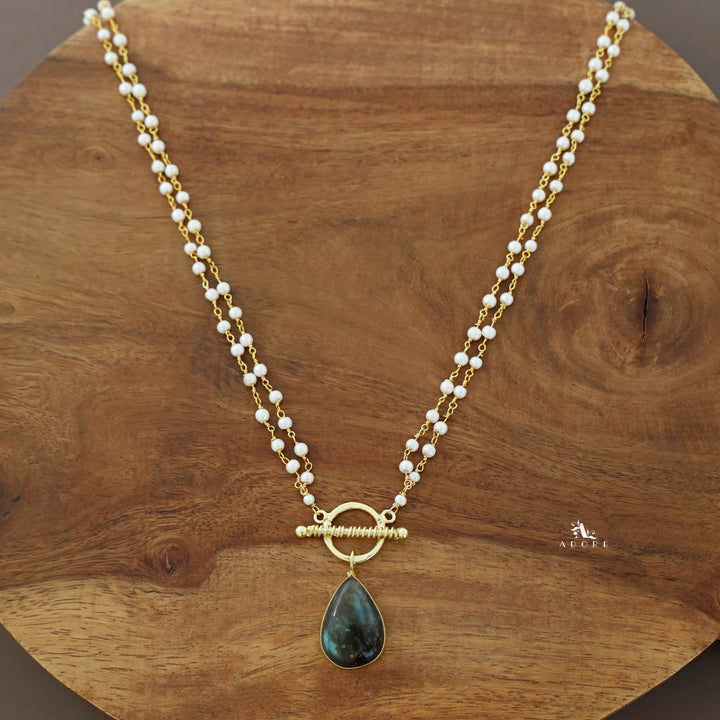 Double Layer Natural Stone Pendant Neckpiece