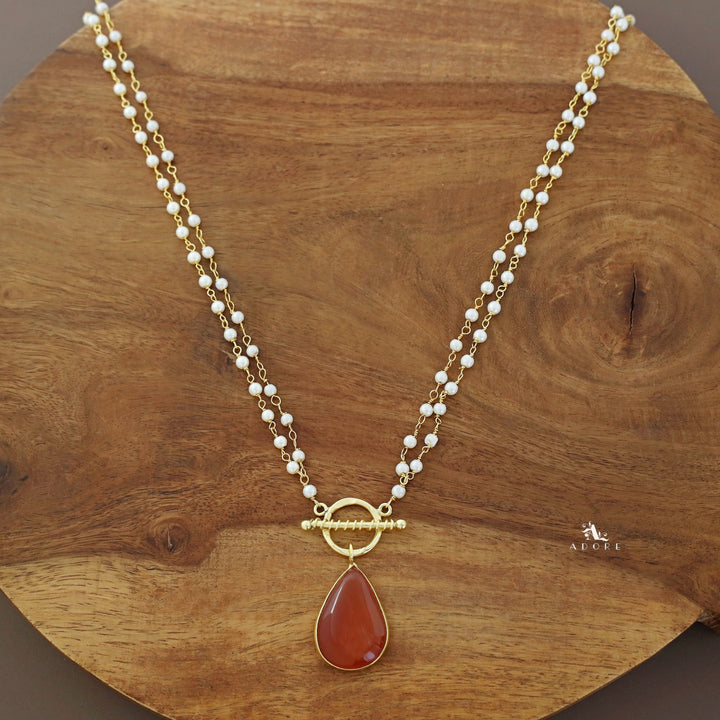 Double Layer Natural Stone Pendant Neckpiece