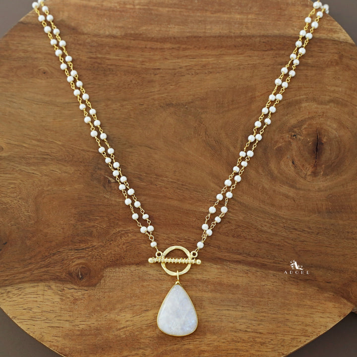 Double Layer Natural Stone Pendant Neckpiece