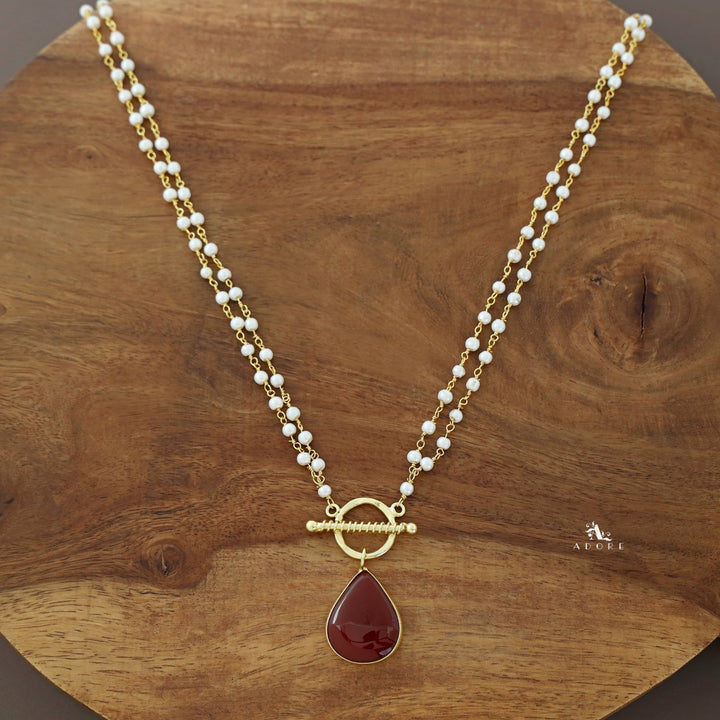 Double Layer Natural Stone Pendant Neckpiece