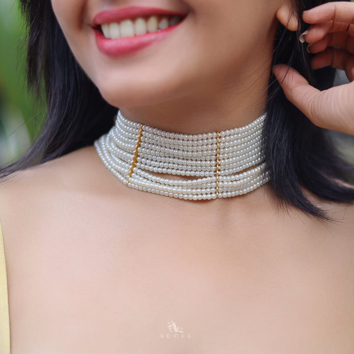 Golden 12 Layer Pearl Choker