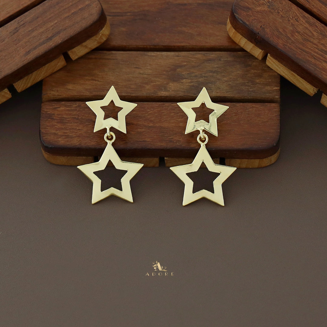 Brianna Golden Star Neckpiece With Earring