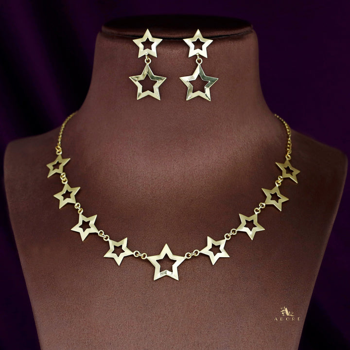 Brianna Golden Star Neckpiece With Earring