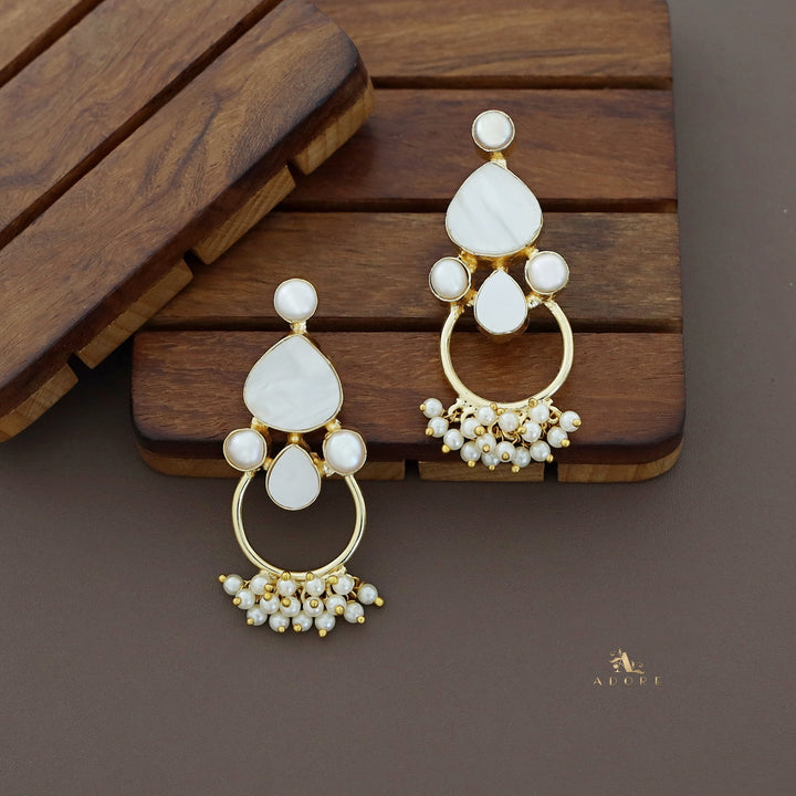 Madhvi Drop MOP Cluster Pearl Earring