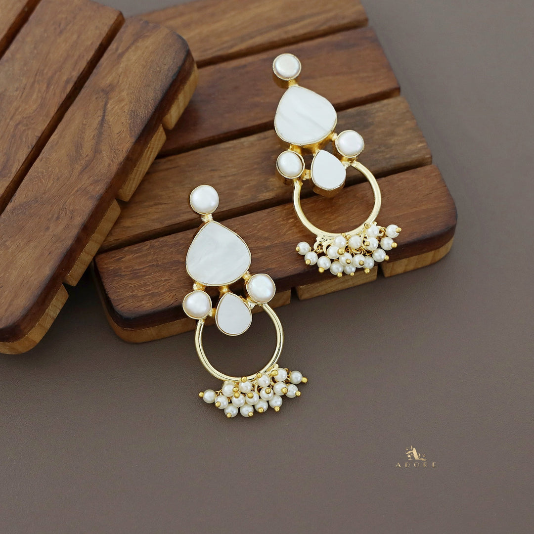 Madhvi Drop MOP Cluster Pearl Earring