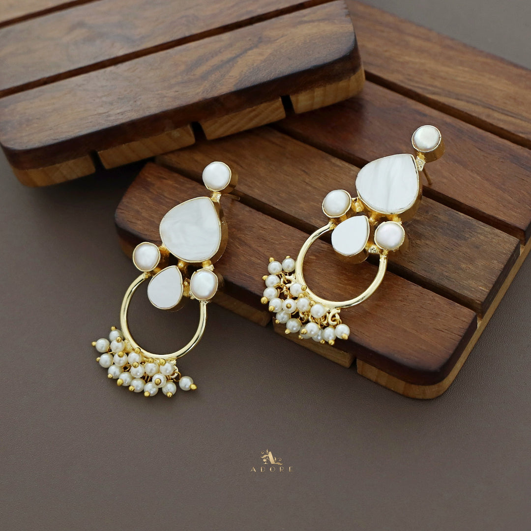 Madhvi Drop MOP Cluster Pearl Earring