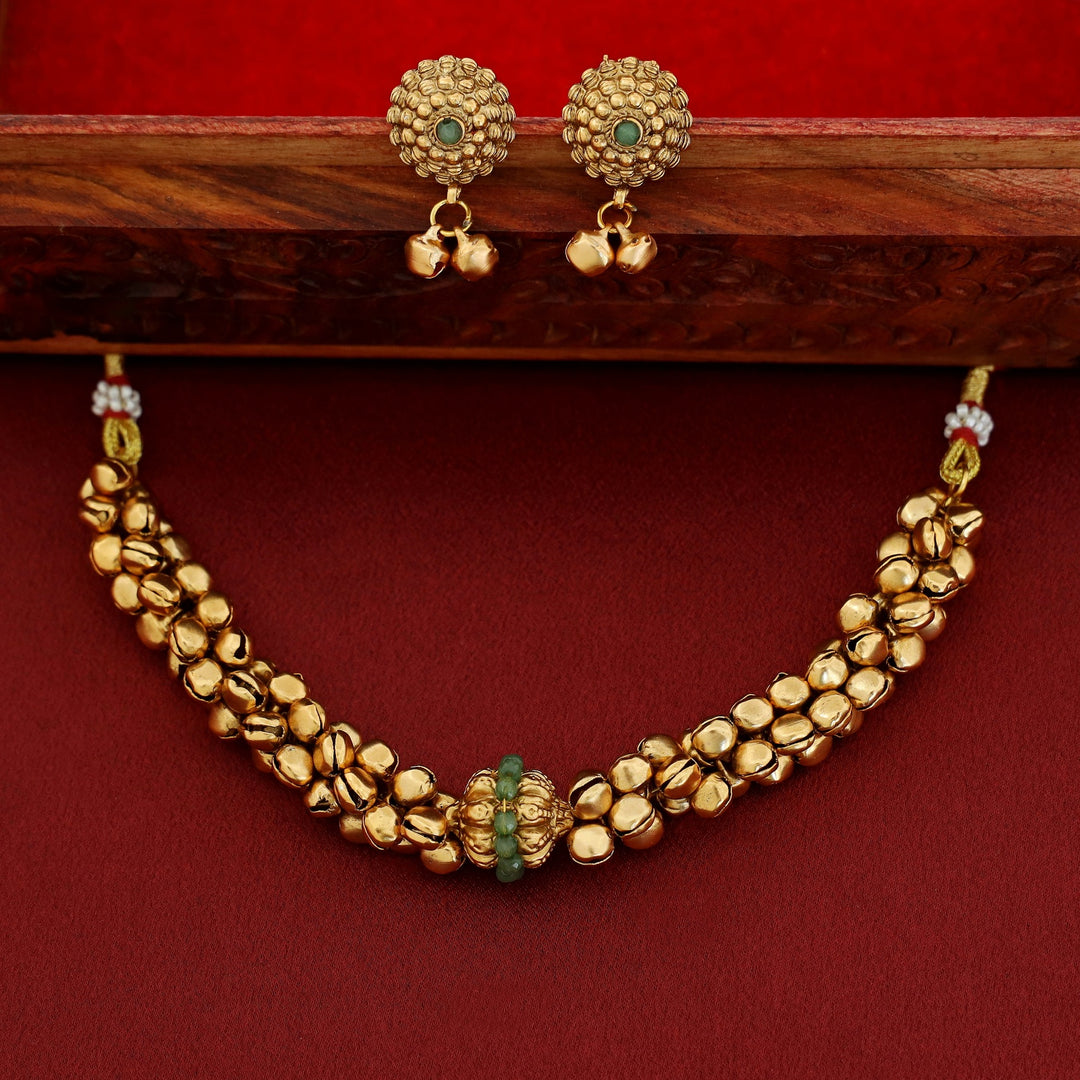 Narmada Ghungroo Short Neckpiece With Earring