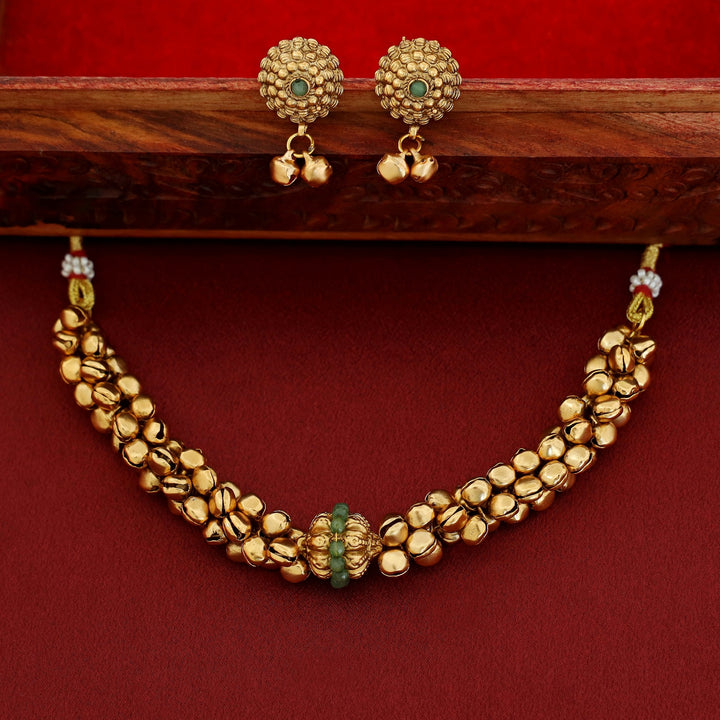 Narmada Ghungroo Short Neckpiece With Earring