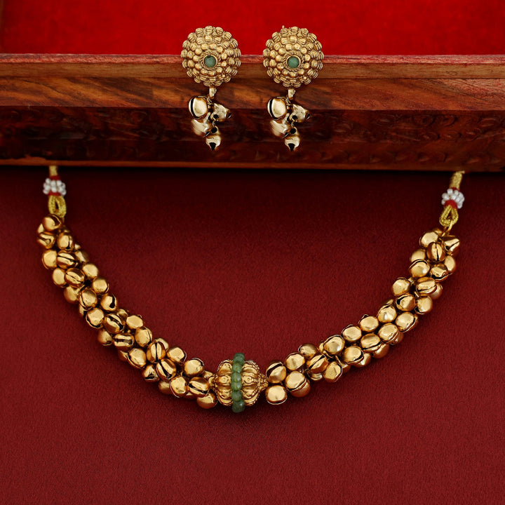 Narmada Ghungroo Short Neckpiece With Earring