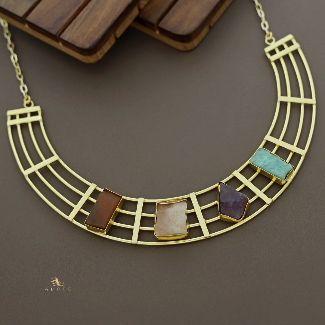 Stuti Golden Tetra Raw Stone Neckpiece