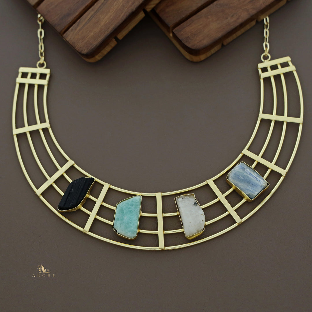 Stuti Golden Tetra Raw Stone Neckpiece