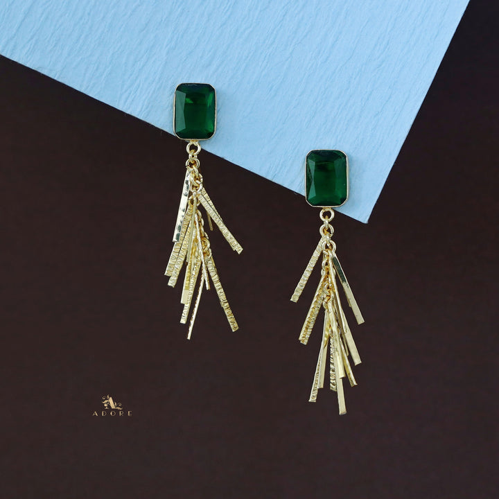 Golden Glossy Rectangle Branchy Earring