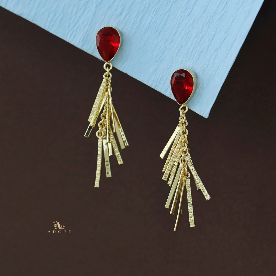 Golden Glossy Drop Branchy Earring