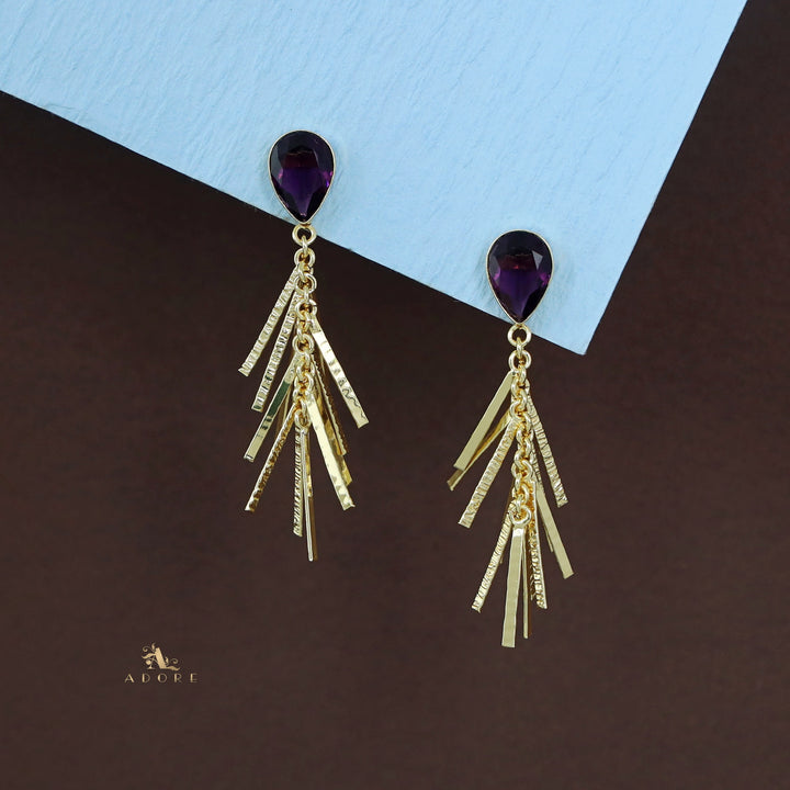 Golden Glossy Drop Branchy Earring