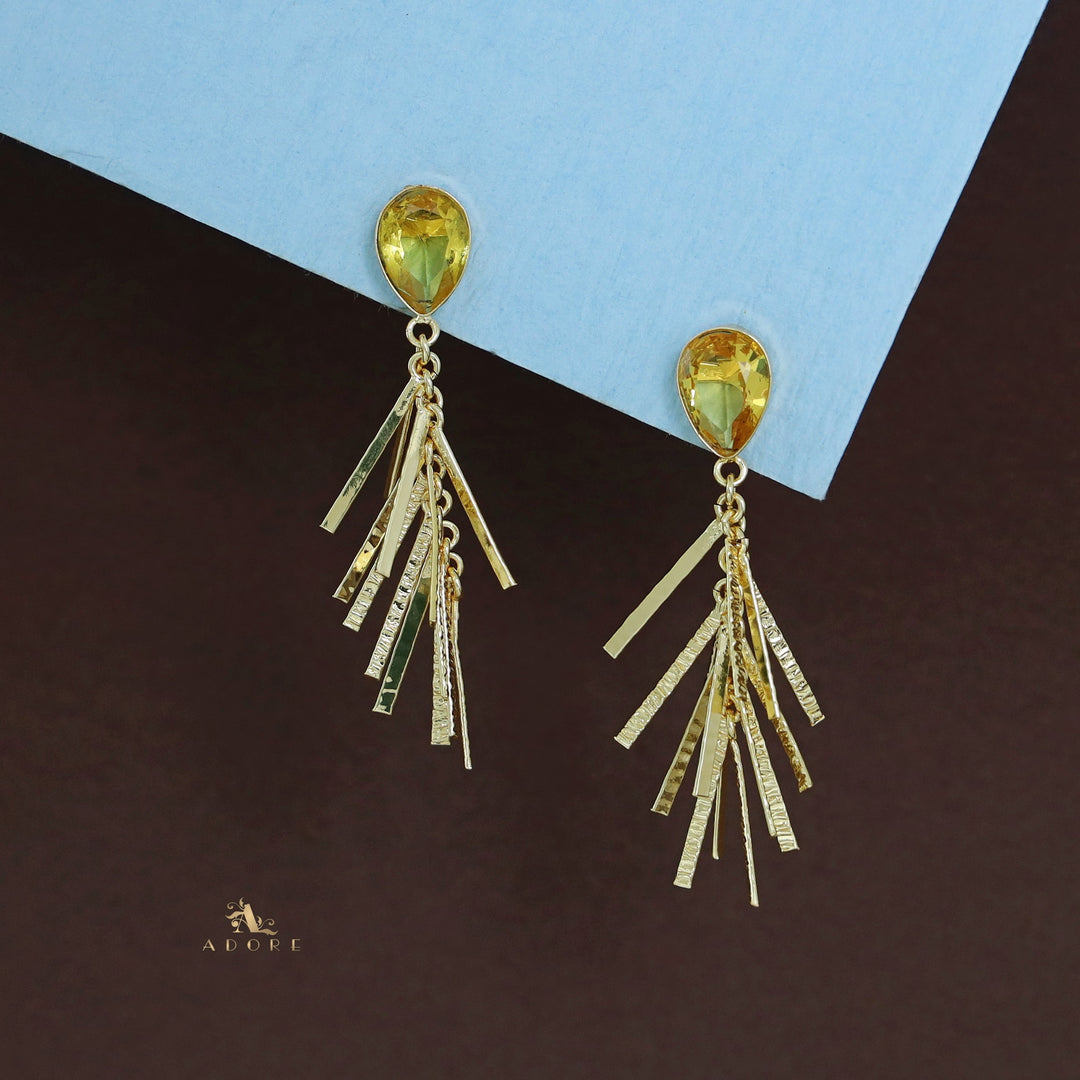 Golden Glossy Drop Branchy Earring