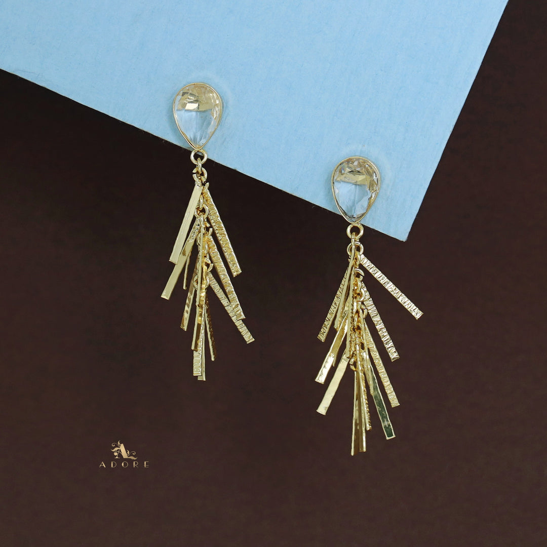 Golden Glossy Drop Branchy Earring