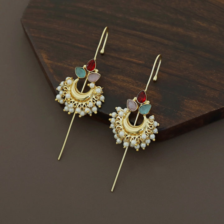 Ananya Golden Moon And Glossy Pearl Ear-Cuff