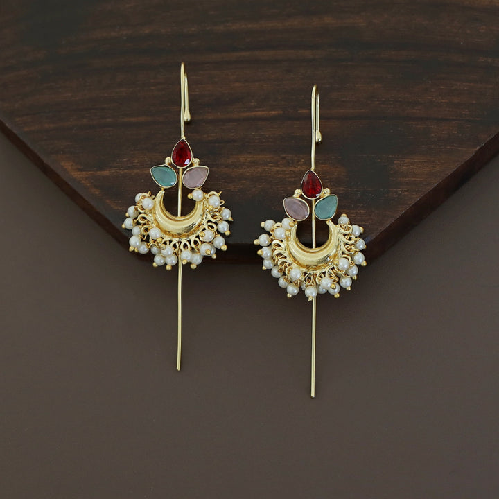 Ananya Golden Moon And Glossy Pearl Ear-Cuff