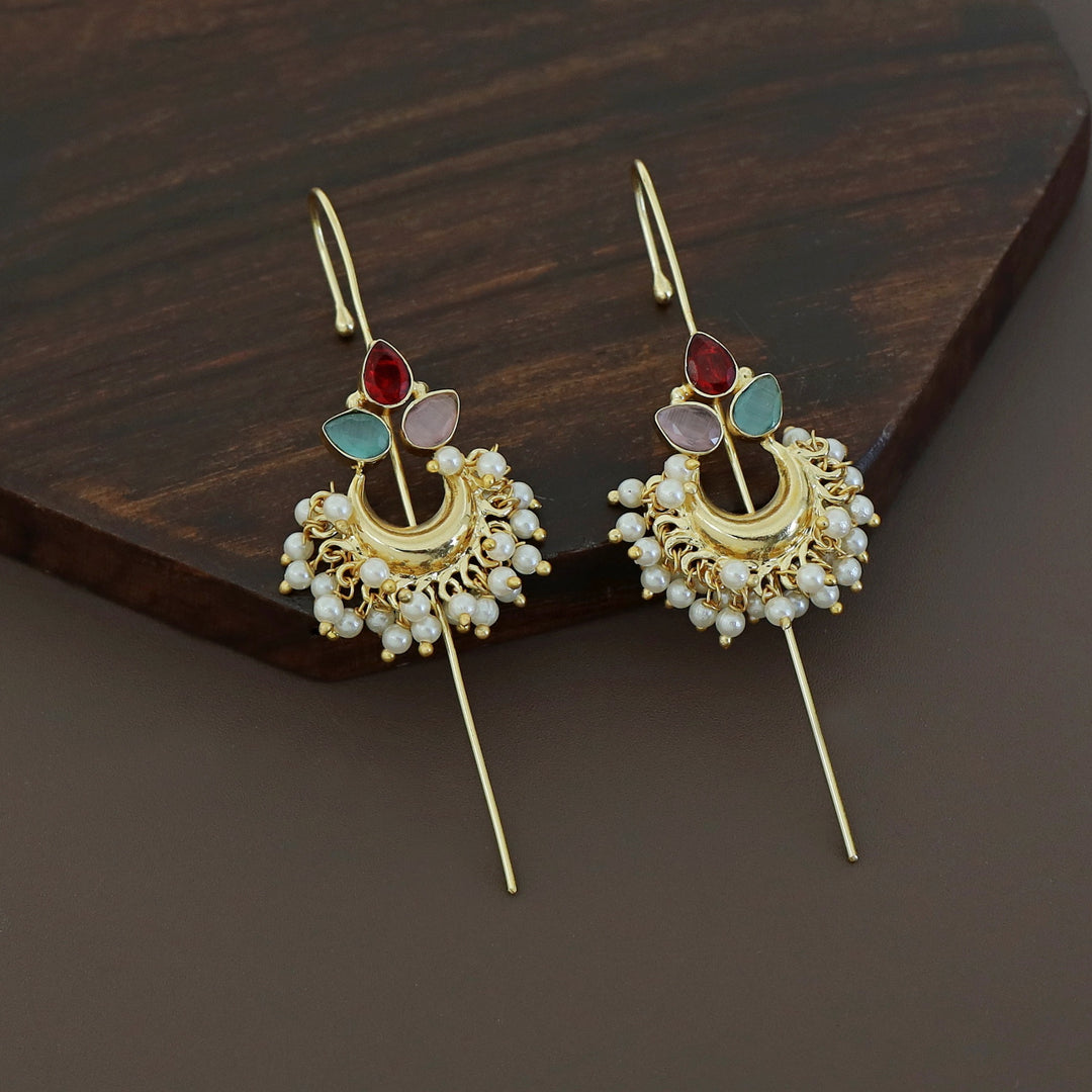 Ananya Golden Moon And Glossy Pearl Ear-Cuff