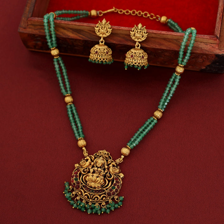 Dhanalakshmi Two Layer Beads Neckpiece With Earring