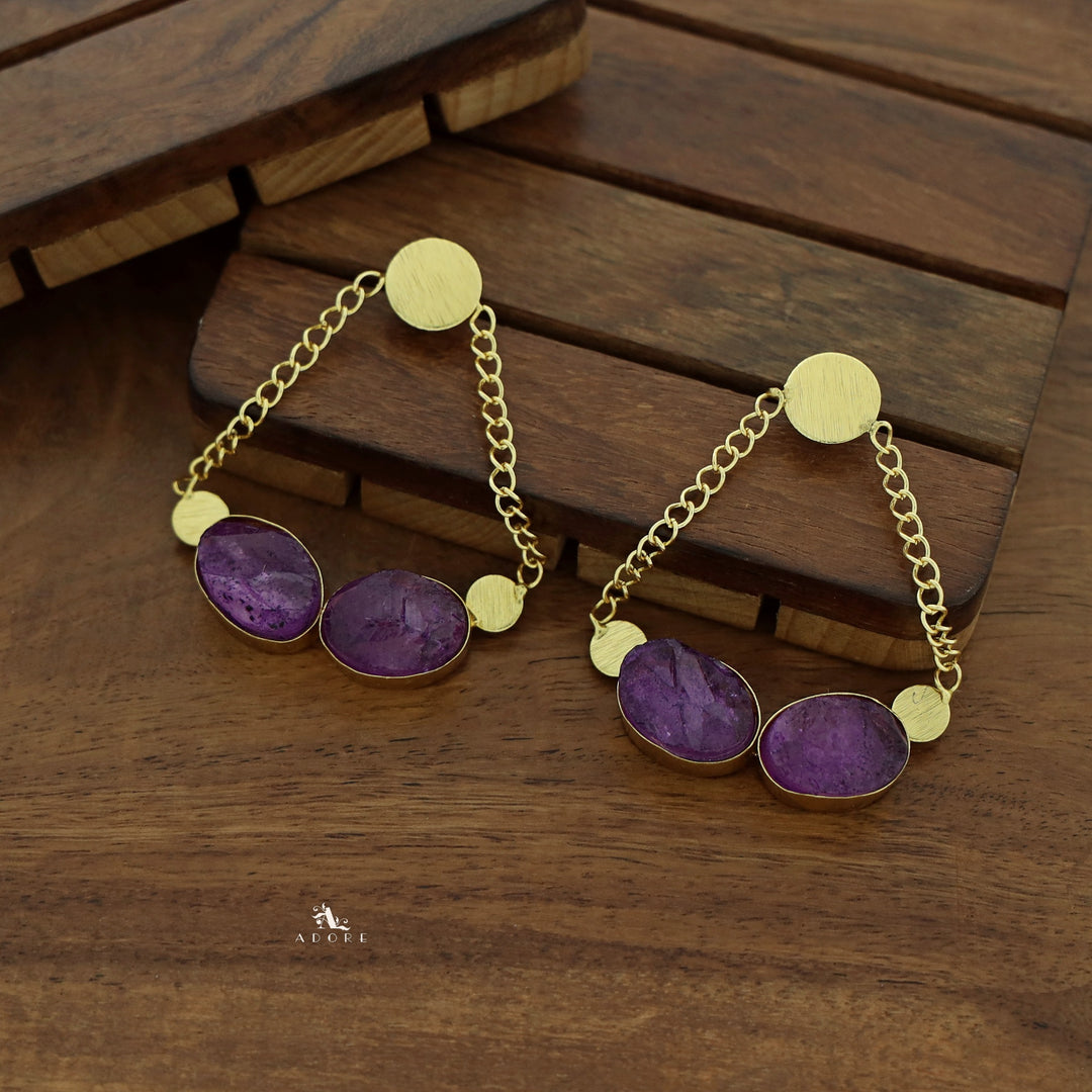 Venus Golden Pair Dyed Stone Earring