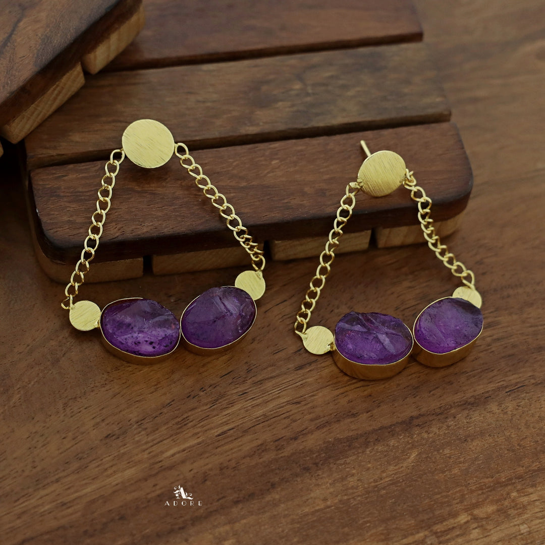 Venus Golden Pair Dyed Stone Earring