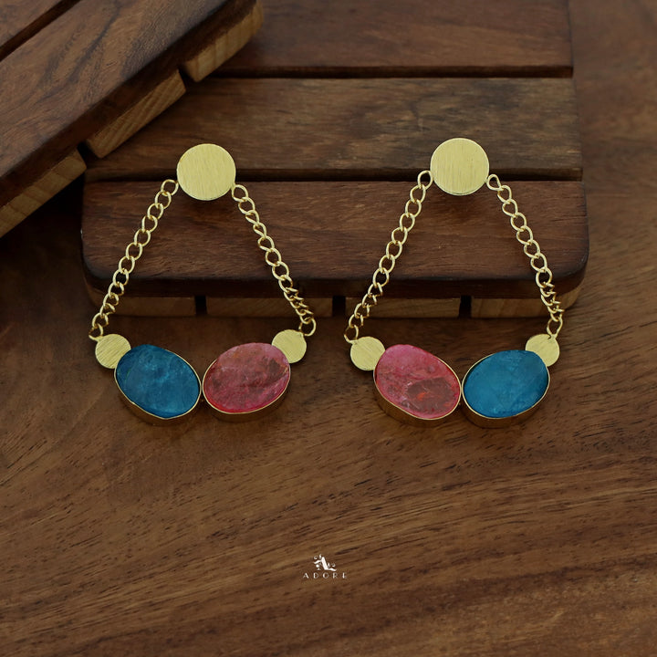 Venus Golden Pair Dyed Stone Earring