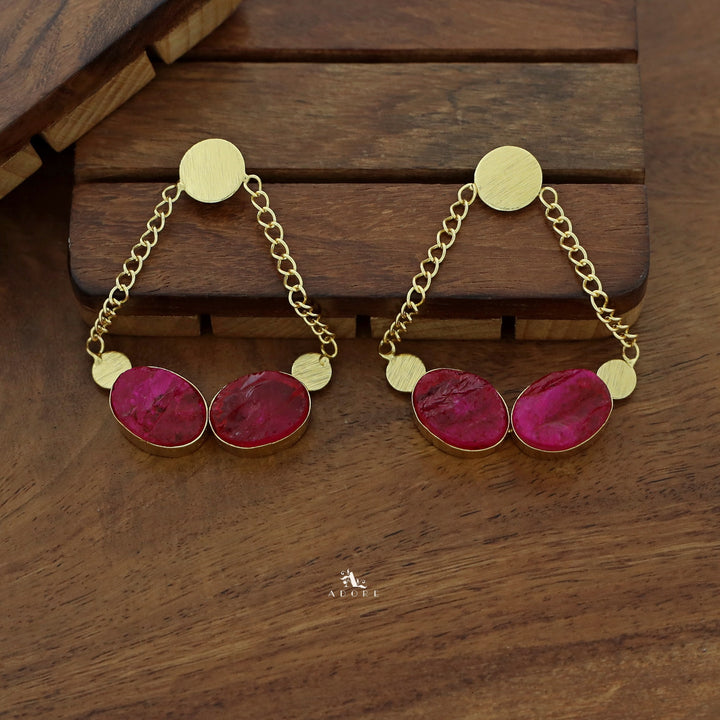 Venus Golden Pair Dyed Stone Earring