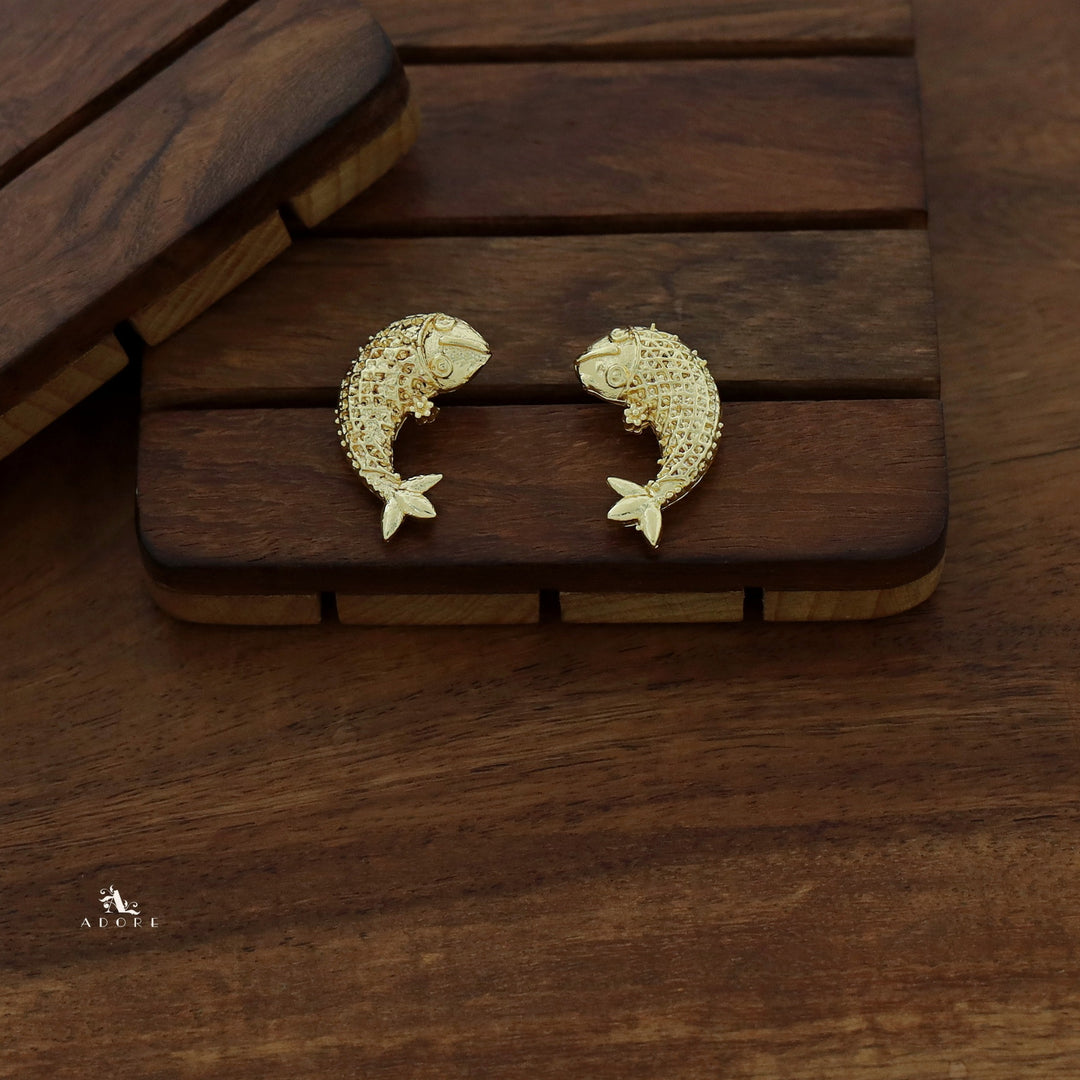 Golden Reindeer Earring