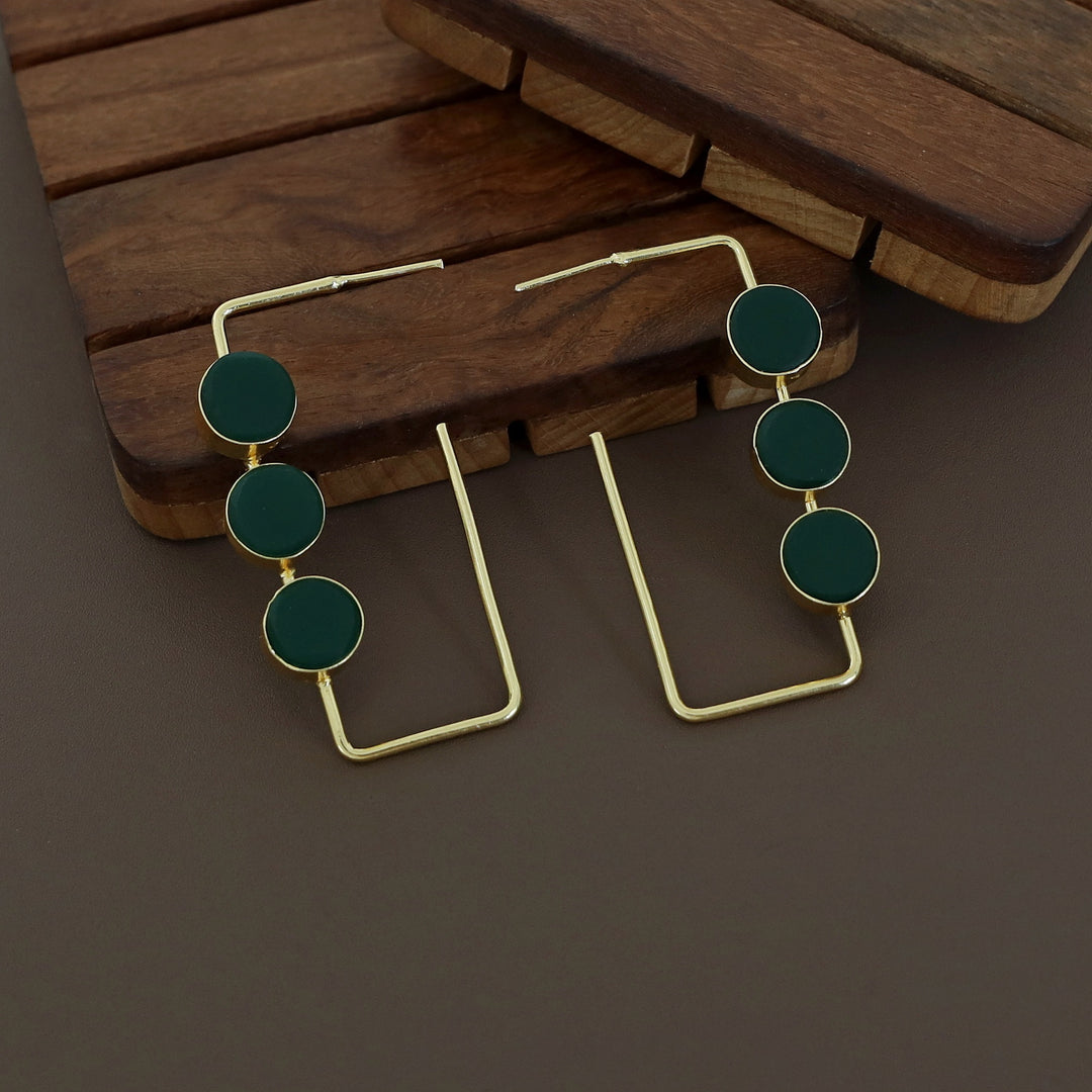 Alma Tri Raw Stone Rectangle Earring