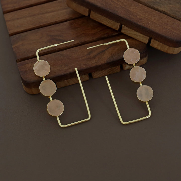 Alma Tri Raw Stone Rectangle Earring