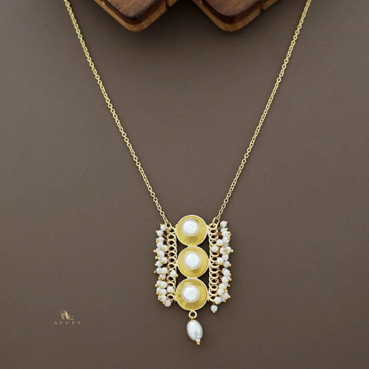 Vidhya Golden Tri Circle Pearl Neckpiece